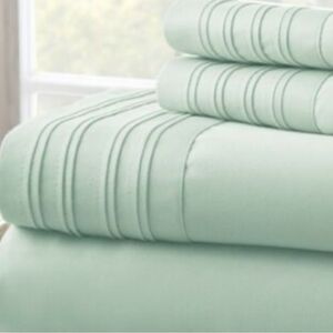 Fine Linen 1000 TC QUEEN Sheet Set MISTY BLUE